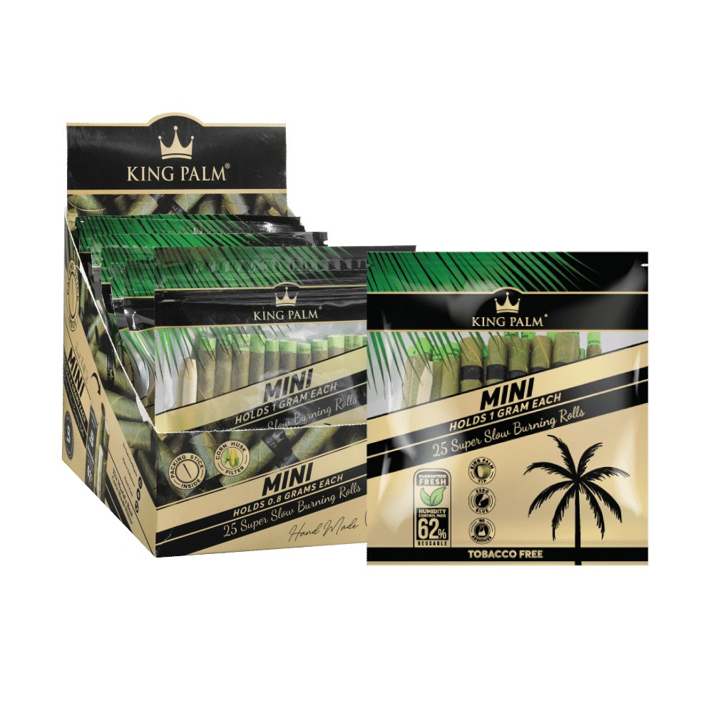 King Palm Natural Cones 25pk Mini Display 8CT, thc, , dry herb, flower